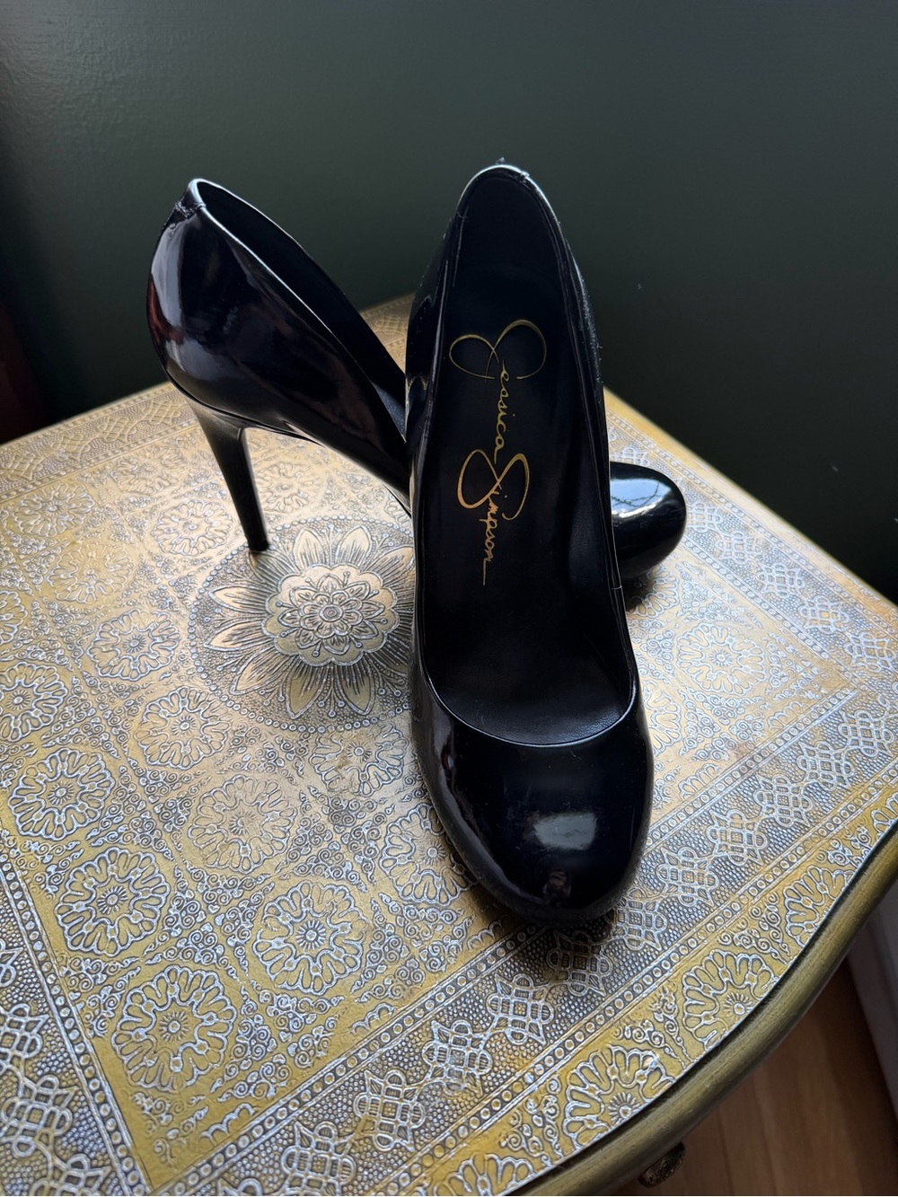 Jessica Simpson Black Patent Platform Stiletto Pumps
